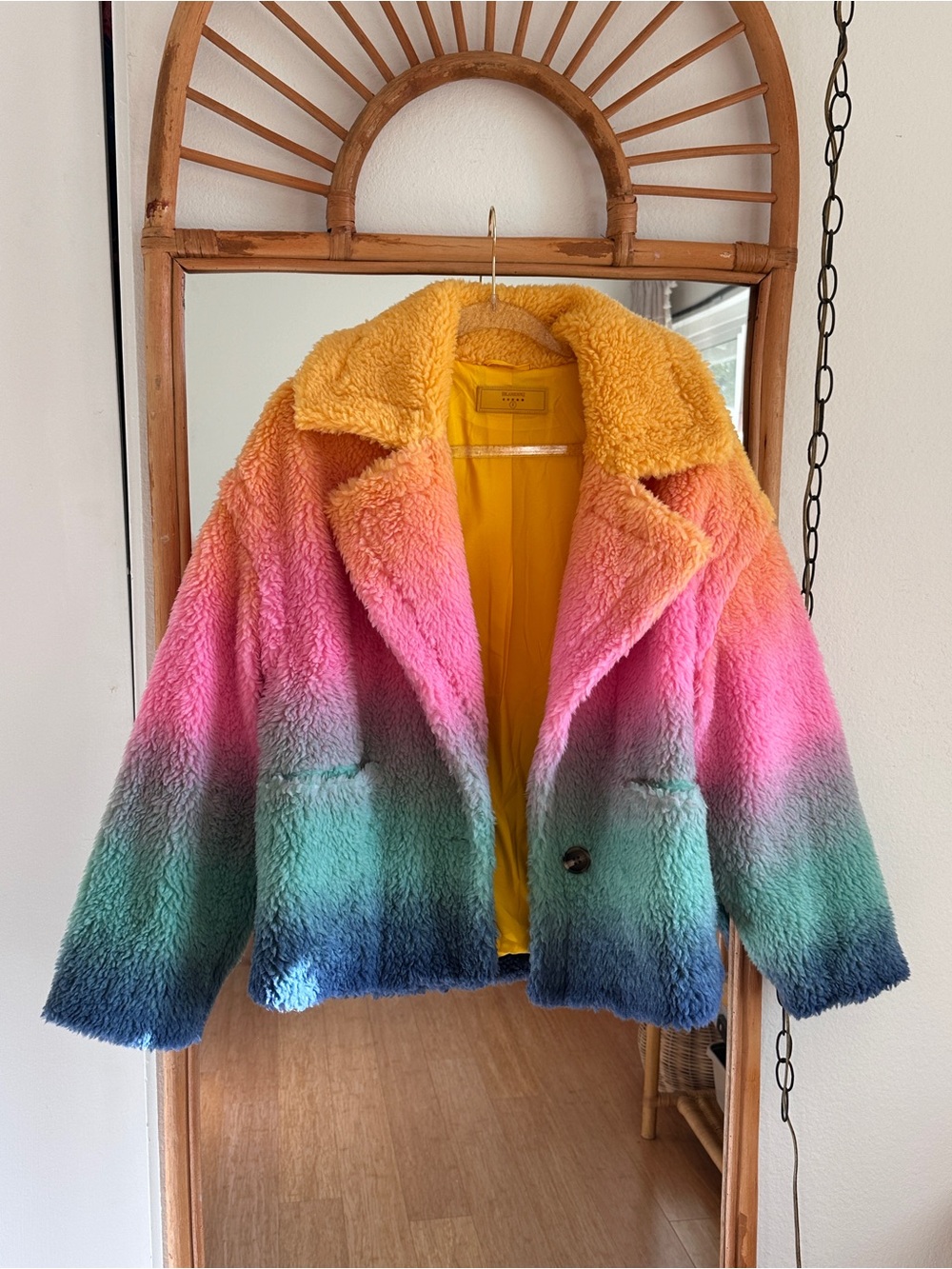 Blank NYC Multi-Color Gradient Faux Shearling Pea Coat